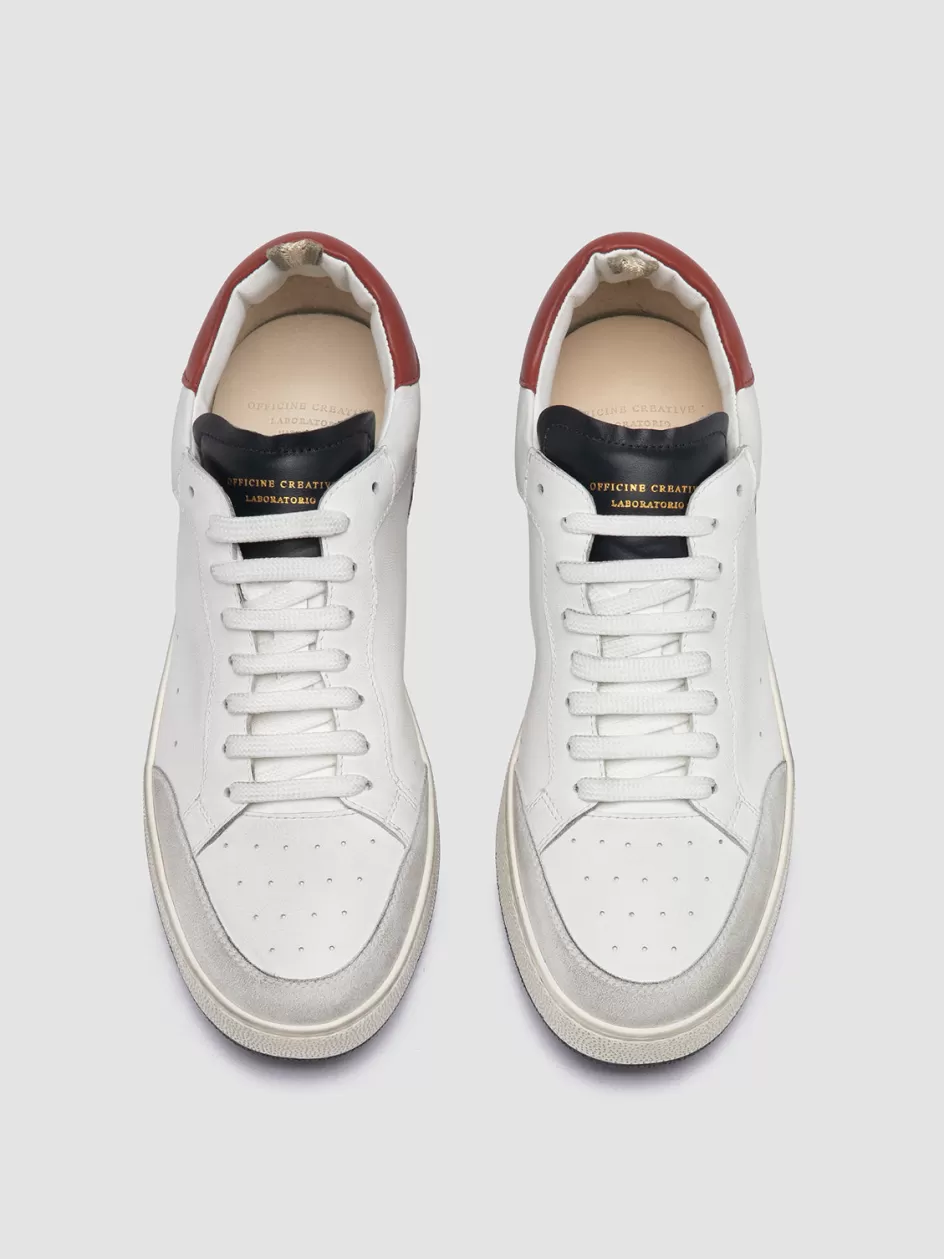 Officine Creative Sneakers>THE ANSWER 001 - White Leather And Suede Low Top Sneakers MULTICOLOR