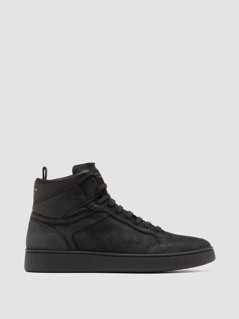 Officine Creative Sneakers>THE ANSWER 004 - Leather And Suede High Top Sneakers BLACK