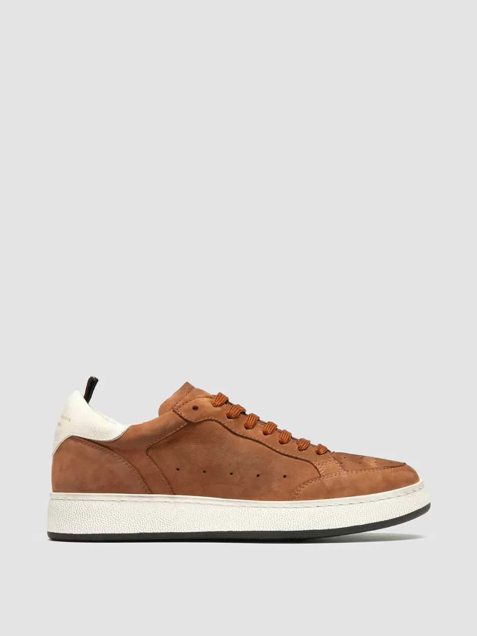 Officine Creative Sneakers>THE ANSWER 102 - Brown Nubuck Low Top Sneakers BALTIC AMBER/TOFU