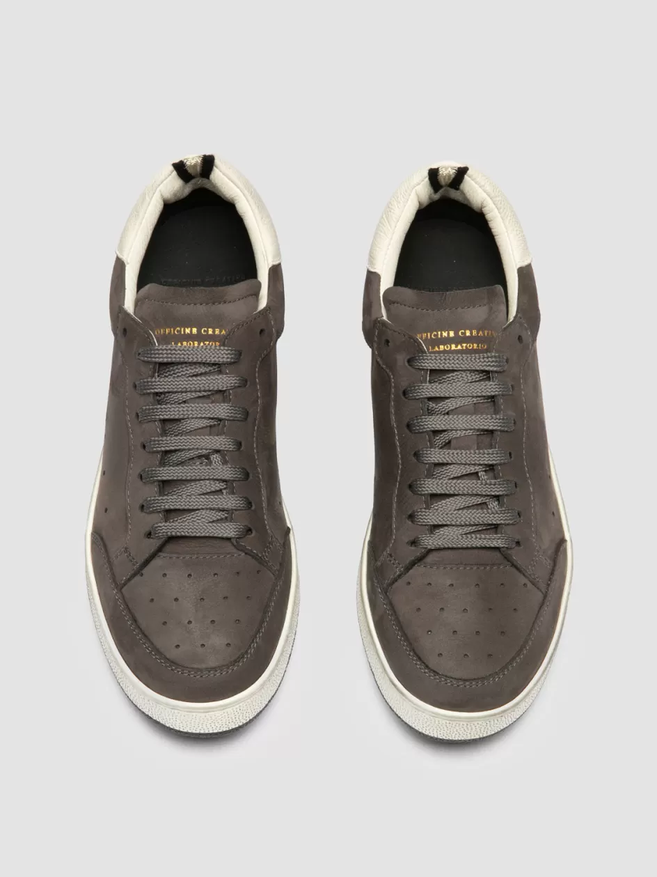 Officine Creative Sneakers>THE ANSWER 102 - Grey Nubuck Low Top Sneakers LAVAGNA/TOFU                                      