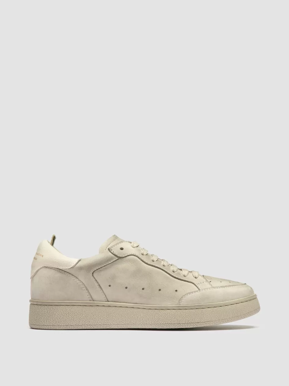 Officine Creative Sneakers>THE ANSWER 107 - Off White Nubuck Low Top Sneakers CALCARE/TOFU
