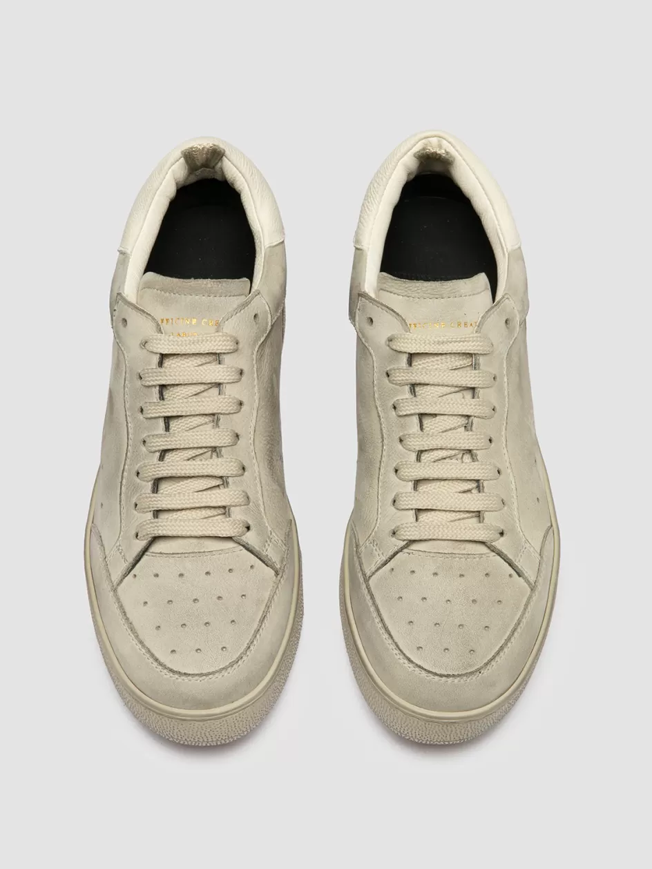 Officine Creative Sneakers>THE ANSWER 107 - Off White Nubuck Low Top Sneakers CALCARE/TOFU                                      