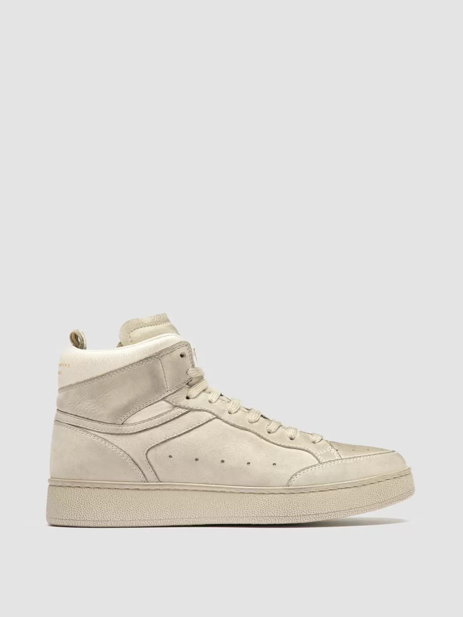Officine Creative Sneakers>THE ANSWER 108 - Off White Nubuck High Top Sneakers CALCARE/TOFU