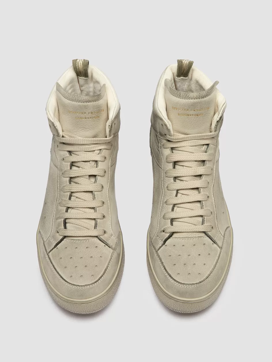 Officine Creative Sneakers>THE ANSWER 108 - Off White Nubuck High Top Sneakers CALCARE/TOFU                                      