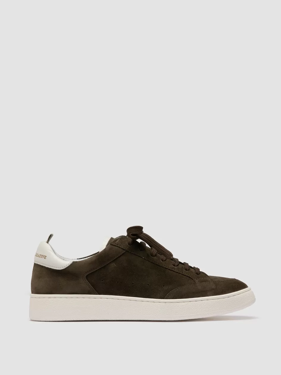 Officine Creative Sneakers>THE DIME 001 - Green Suede Low Top Sneakers KAKI/BURRO