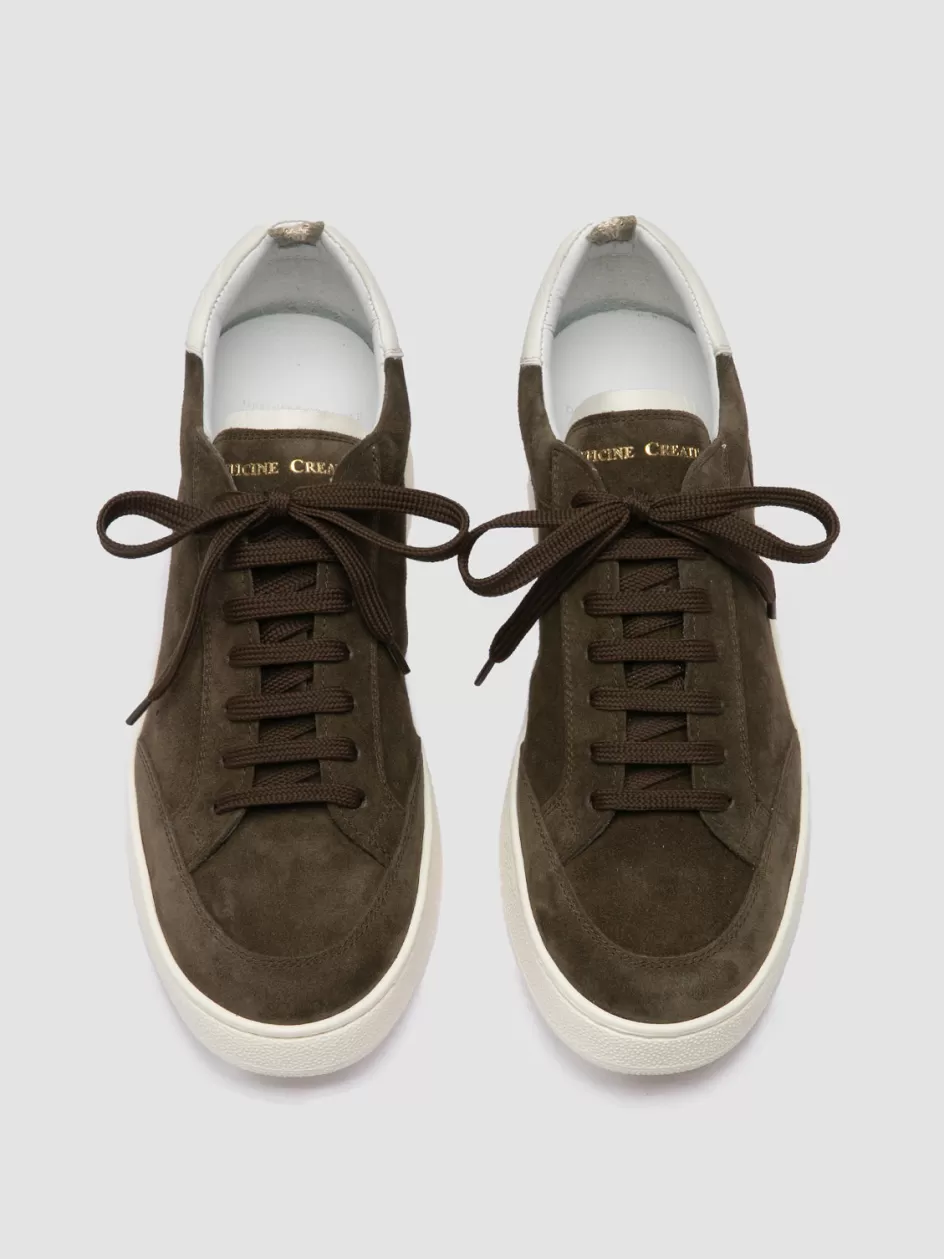 Officine Creative Sneakers>THE DIME 001 - Green Suede Low Top Sneakers KAKI/BURRO