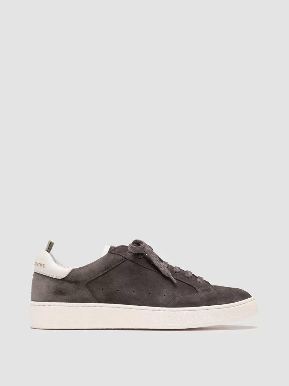 Officine Creative Sneakers>THE DIME 001 - Grey Suede Low Top Sneakers