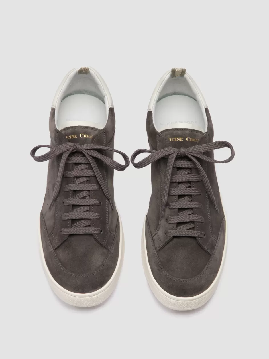 Officine Creative Sneakers>THE DIME 001 - Grey Suede Low Top Sneakers