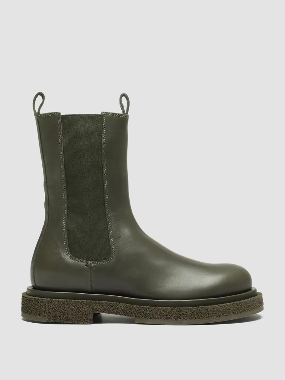 Officine Creative Boots & Booties>TONAL 105 - Leather Chelsea Boots GREEN