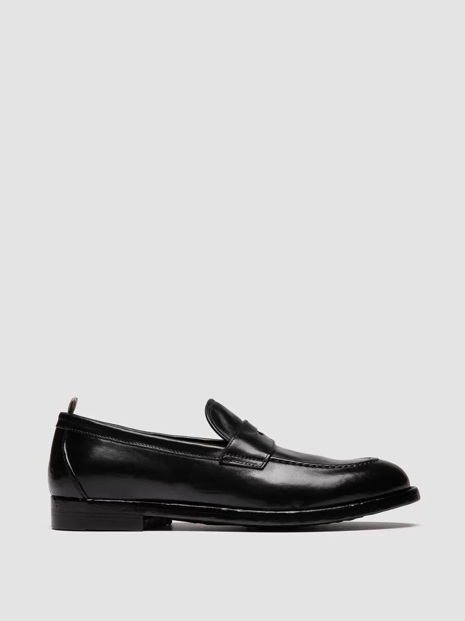 Officine Creative Loafers>TULANE 002 - Leather Penny Loafers BLACK