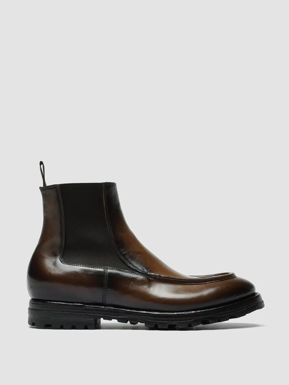 Officine Creative Ankle Boots>VAIL 017 - Brown Leather Chelsea Boots DARK BROWN