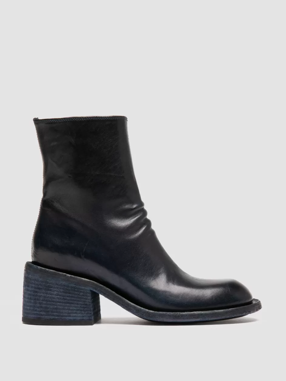 Officine Creative Boots & Booties>WILDS 004 - Blue Leather Zipped Boots OLTREMARE