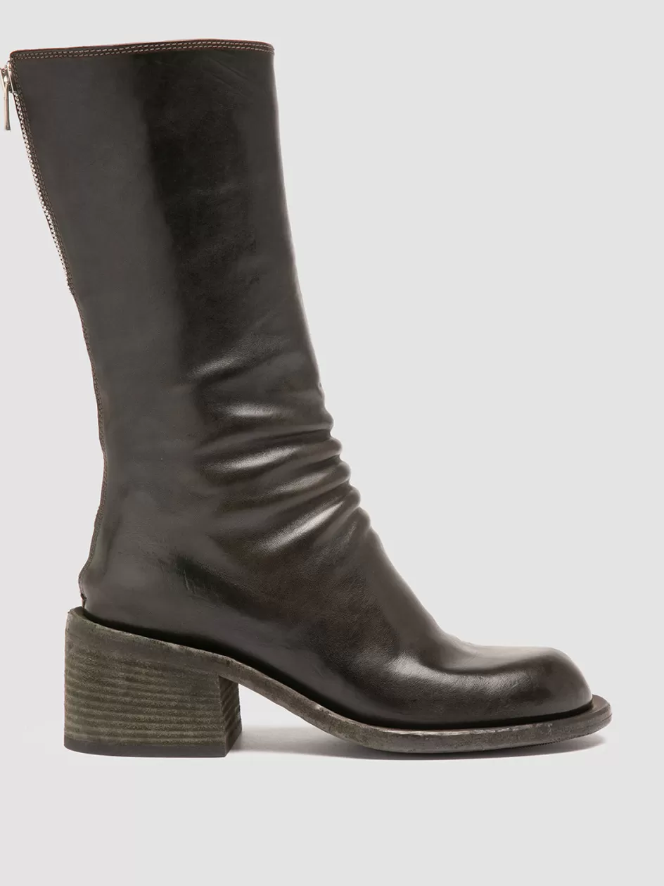 Officine Creative Boots & Booties>WILDS 006 - Brown Leather Zipped Boots SAFARI